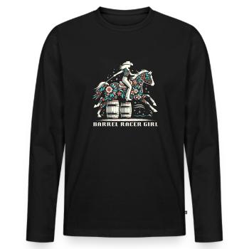 Barrel Racing Western Riding Barrel Racing - Men's Premium Organic Long Sleeve Shirt - black - Front - Nico (187cm)