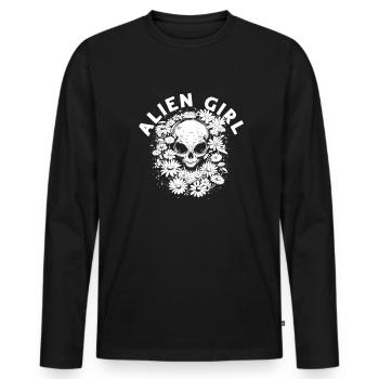 Alien Außerirdischer Alien Girl - T-shirt manches longues Premium bio Homme - noir - Devant - Nico (187cm)