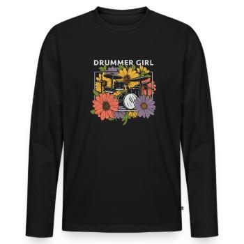 Batterie Batteur Batteur Batteur Fille - T-shirt manches longues Premium bio Homme - noir - Devant - Nico (187cm)