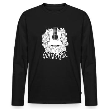 Acoustic Guitar Guitar Girl - Men's Premium Organic Long Sleeve Shirt - black - Front - Nico (187cm)