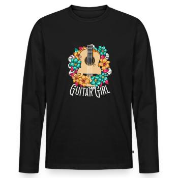 Acoustic Guitar Guitar Girl - Men's Premium Organic Long Sleeve Shirt - black - Front - Nico (187cm)