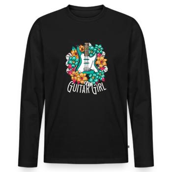 Electric Guitar Electric Guitar Guitar Girl - Men's Premium Organic Long Sleeve Shirt - black - Front - Nico (187cm)