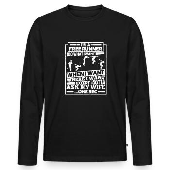 Parkour Witzig - Männer Premium Bio Langarmshirt - Schwarz - Vorne - Nico (187cm)