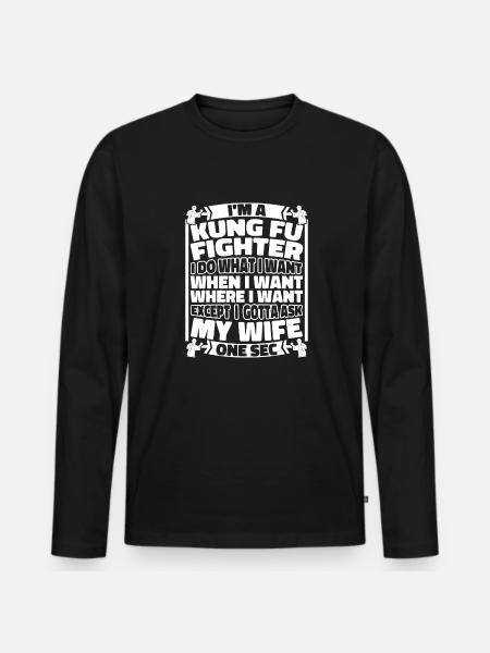 Kung Fu Funny - Men's Premium Organic Long Sleeve Shirt - black