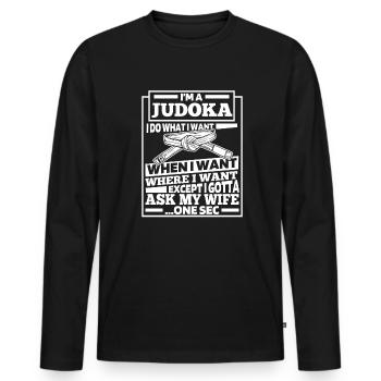 Judoka Witzig - Männer Premium Bio Langarmshirt - Schwarz - Vorne - Nico (187cm)