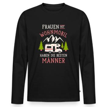 Camping Frauen Wohnmobil Camper Campingplatz - Männer Premium Bio Langarmshirt - Schwarz - Vorne - Nico (187cm)