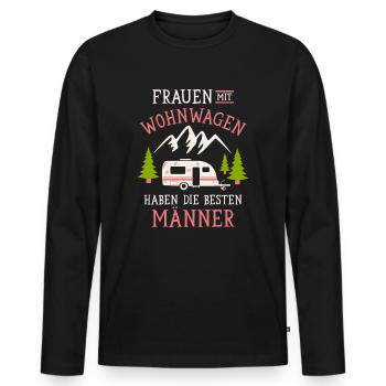 Camping Frauen Wohnwagen Camper Campingplatz - Männer Premium Bio Langarmshirt - Schwarz - Vorne - Nico (187cm)