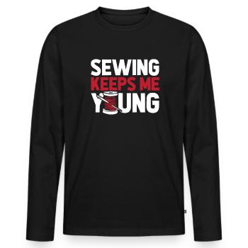 Sewing Sewing Machine - Men's Premium Organic Long Sleeve Shirt - black - Front - Nico (187cm)