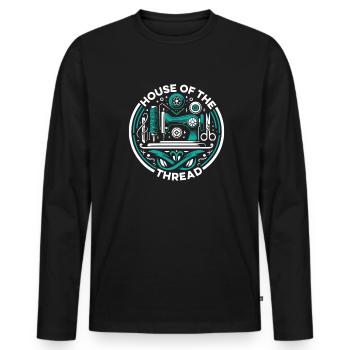 Sewing Sewing Machine - Men's Premium Organic Long Sleeve Shirt - black - Front - Nico (187cm)