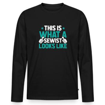 Sewing Sewing Machine - Men's Premium Organic Long Sleeve Shirt - black - Front - Nico (187cm)