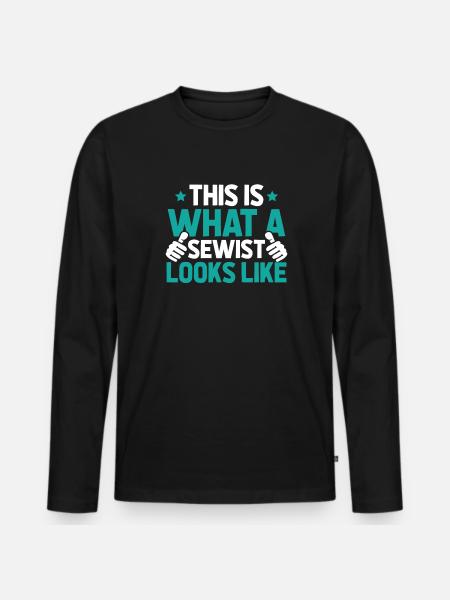 Sewing Sewing Machine - Men's Premium Organic Long Sleeve Shirt - black