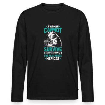 Sewing Sewing Machine - Men's Premium Organic Long Sleeve Shirt - black - Front - Nico (187cm)
