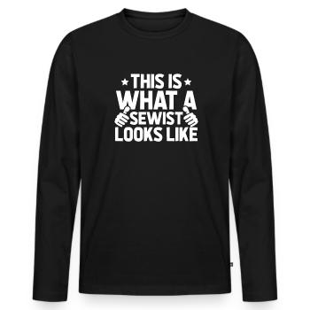 Sewing Sewing Machine - Men's Premium Organic Long Sleeve Shirt - black - Front - Nico (187cm)