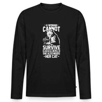 Sewing Sewing Machine - Men's Premium Organic Long Sleeve Shirt - black - Front - Nico (187cm)