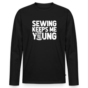 Sewing Sewing Machine - Men's Premium Organic Long Sleeve Shirt - black - Front - Nico (187cm)