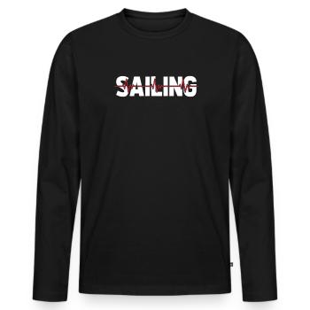 Sailing Sailboat Ekg Heartbeat - Men's Premium Organic Long Sleeve Shirt - black - Front - Nico (187cm)