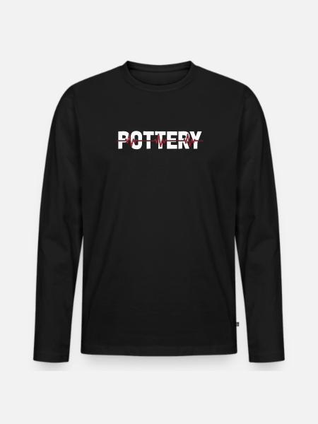 Pottery ECG Heartbeat - Men's Premium Organic Long Sleeve Shirt - black