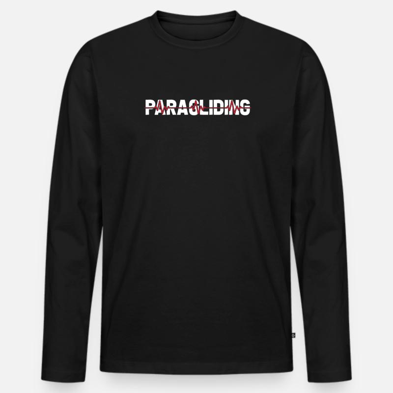 Paragleiter Paragleiten Ekg Heartbeat - Männer Premium Bio Langarmshirt - Schwarz