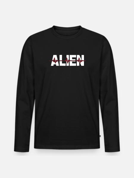 Pulsation ECG extraterrestre extraterrestre - T-shirt manches longues Premium bio Homme - noir