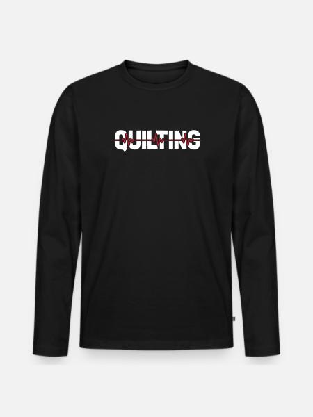 Quilting ECG Heartbeat - Men's Premium Organic Long Sleeve Shirt - black