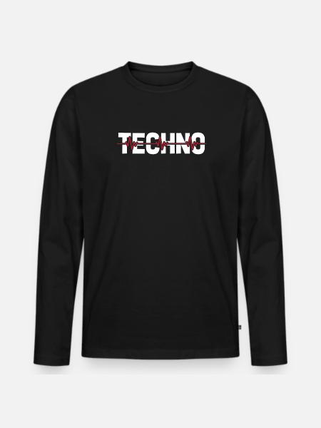 Techno Raver Ekg Heartbeat - Men's Premium Organic Long Sleeve Shirt - black
