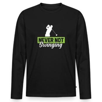 Golf Golfer Golfen - Männer Premium Bio Langarmshirt - Schwarz - Vorne - Nico (187cm)