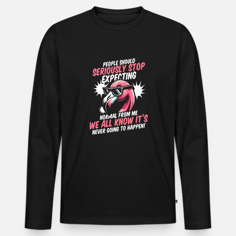 Flamingo - Männer Premium Bio Langarmshirt - Schwarz