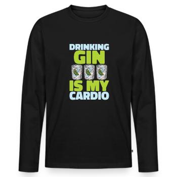 Gin Funny Cardio Citation - T-shirt manches longues Premium bio Homme - noir - Devant - Nico (187cm)