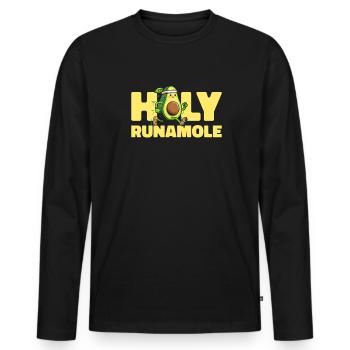 Ultramarathon Avocado Holy Runamole - Men's Premium Organic Long Sleeve Shirt - black - Front - Nico (187cm)