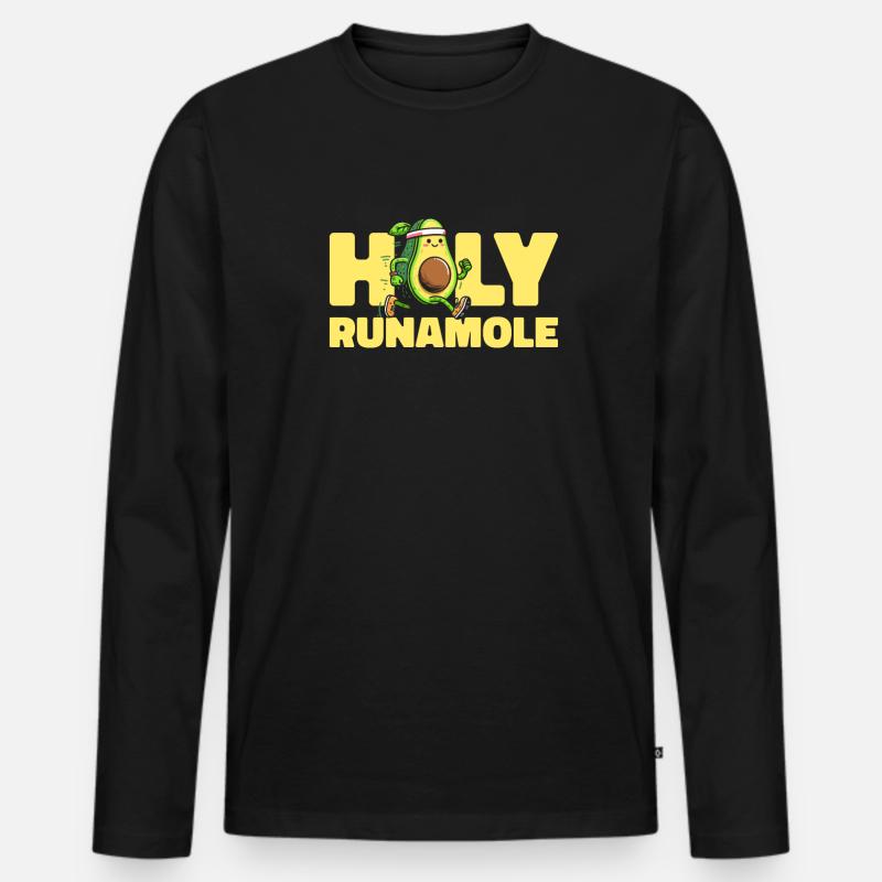 Ultramarathon Avocado Holy Runamole - Männer Premium Bio Langarmshirt - Schwarz