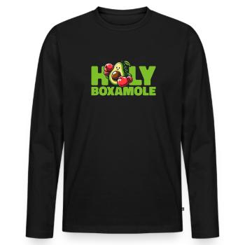 Boxeur Boxer Avocat Holy Boxamole - T-shirt manches longues Premium bio Homme - noir - Devant - Nico (187cm)