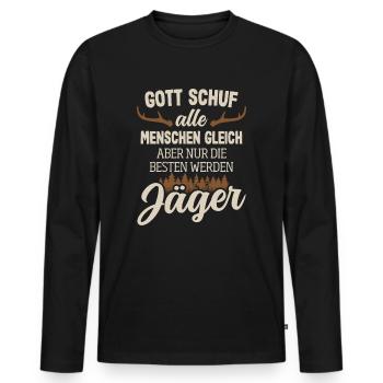 Jagd Jäger Jagen Lustig - Männer Premium Bio Langarmshirt - Schwarz - Vorne - Nico (187cm)