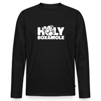 Boxeur Boxer Avocat Holy Boxamole - T-shirt manches longues Premium bio Homme - noir - Devant - Nico (187cm)