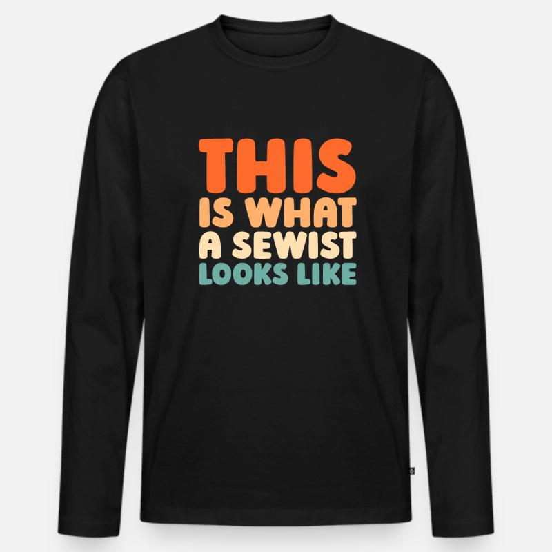 Nähen Nähmaschine - Männer Premium Bio Langarmshirt - Schwarz