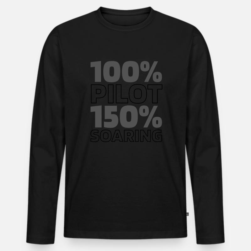 Flugzeug Pilot - Männer Premium Bio Langarmshirt - Schwarz