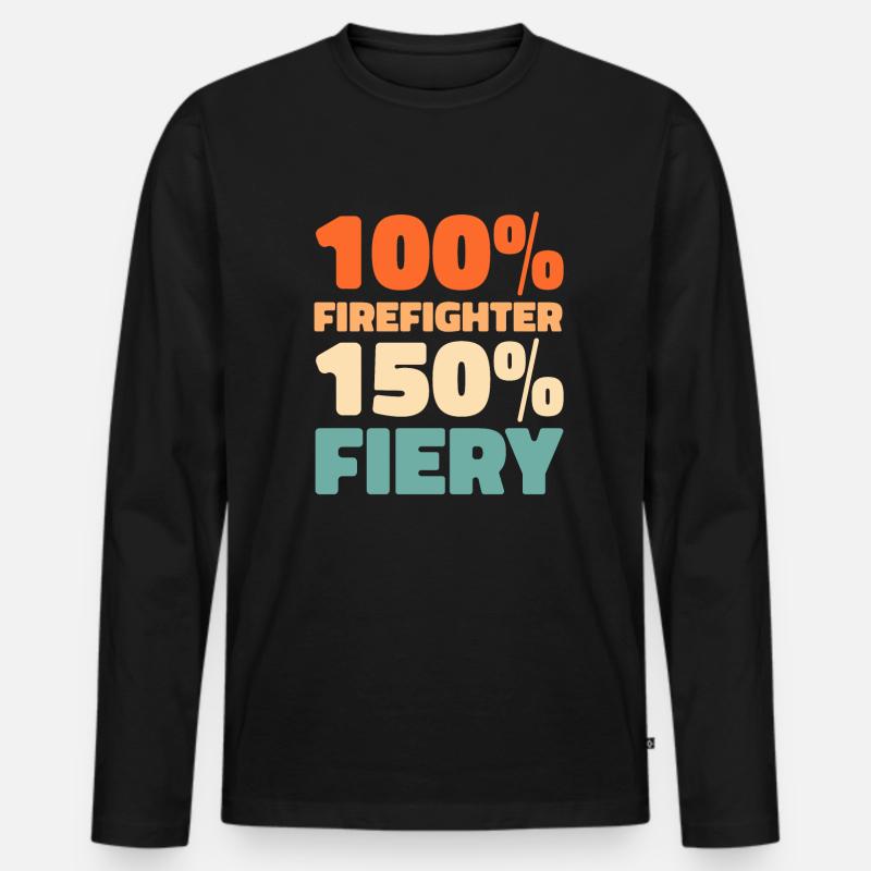 Feuerwehrmann - Männer Premium Bio Langarmshirt - Schwarz