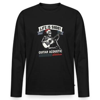 Acoustic Guitar - Men's Premium Organic Long Sleeve Shirt - black - Front - Nico (187cm)