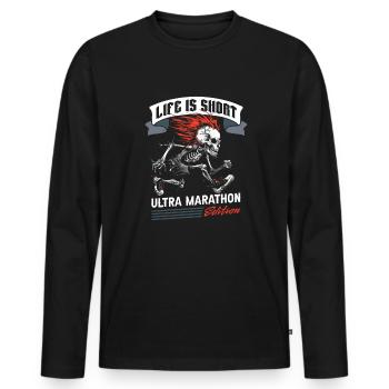 Ultramarathon - Men's Premium Organic Long Sleeve Shirt - black - Front - Nico (187cm)