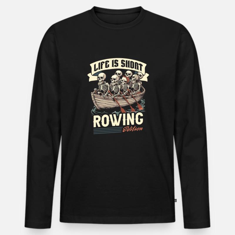 Rudern Ruderer - Männer Premium Bio Langarmshirt - Schwarz
