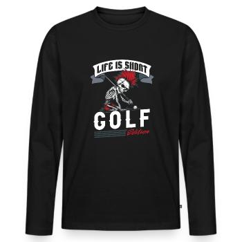 Golf Golfer Golfen - Männer Premium Bio Langarmshirt - Schwarz - Vorne - Nico (187cm)