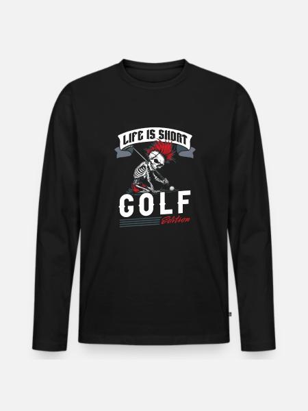 Golf Golfer Golfen - Männer Premium Bio Langarmshirt - Schwarz
