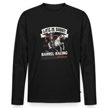 Barrel Racing Western Riding Barrel Racing - T-shirt manches longues Premium bio Homme - noir - Devant - Nico (187cm)