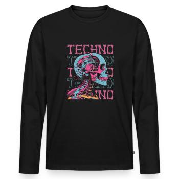 Techno Raver - T-shirt manches longues Premium bio Homme - noir - Devant - Nico (187cm)