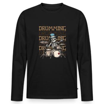 Batterie Batteur Batteur - T-shirt manches longues Premium bio Homme - noir - Devant - Nico (187cm)