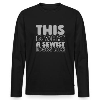Sewing Sewing Machine - Men's Premium Organic Long Sleeve Shirt - black - Front - Nico (187cm)