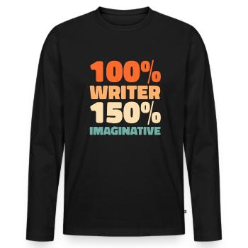 Writer Author - Men's Premium Organic Long Sleeve Shirt - black - Front - Nico (187cm)