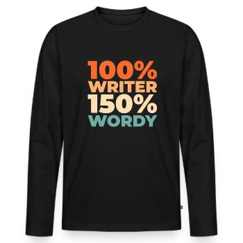Writer Author - Men's Premium Organic Long Sleeve Shirt - black - Front - Nico (187cm)