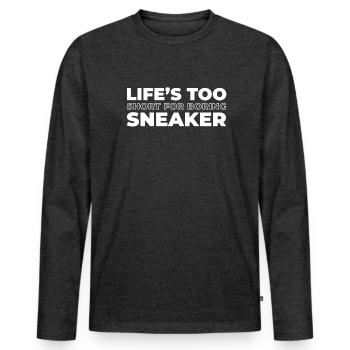 Sneakers - Men's Premium Organic Long Sleeve Shirt - heather anthracite - Front - Nico (187cm)