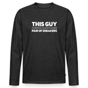Sneakers - Men's Premium Organic Long Sleeve Shirt - heather anthracite - Front - Nico (187cm)