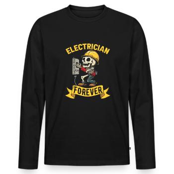 Electrician Electronics Technician - Men's Premium Organic Long Sleeve Shirt - black - Front - Nico (187cm)